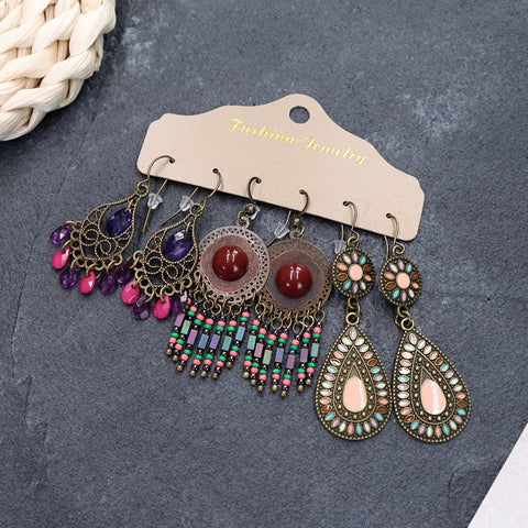 Bohemian ethnic style long earrings m1915010447