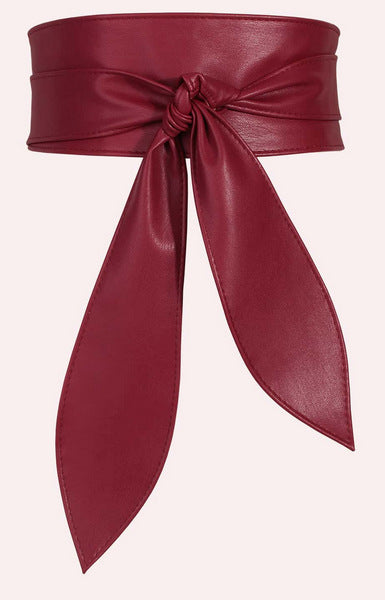 Ladies wide waistband, soft and versatile, elegant bow ribbon, long style m1915010496