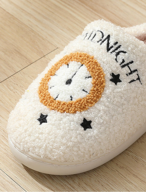 Winter cute moon clock home cotton slippers m1915010642