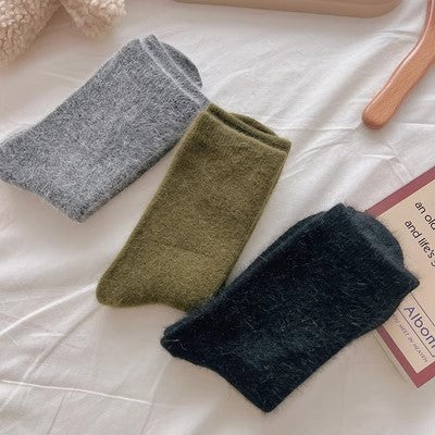 Rabbit wool socks, children's mid tube socks, solid color cashmere pile socks m1915010460
