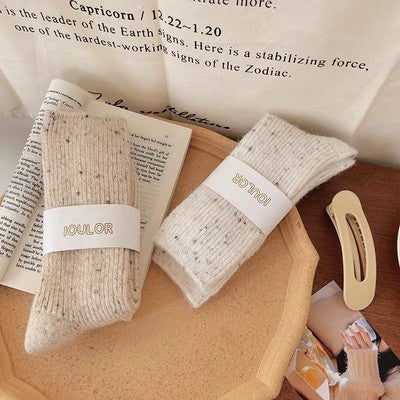 Dot yarn cashmere socks, children's mid length socks, autumn and winter thickened plush insulation, pile up wool long socks m1915010471