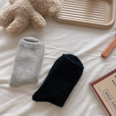 Rabbit wool socks, children's mid tube socks, solid color cashmere pile socks m1915010460